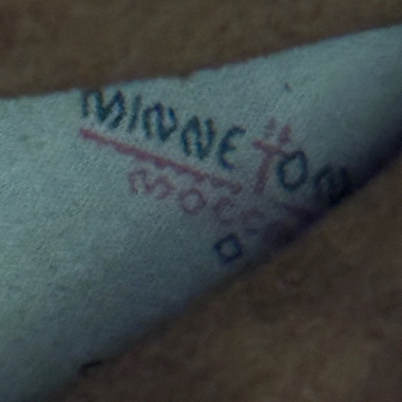 Minnetonka brown suede front leather lace up moccasin flat boots size 8 - Picture 12 of 16